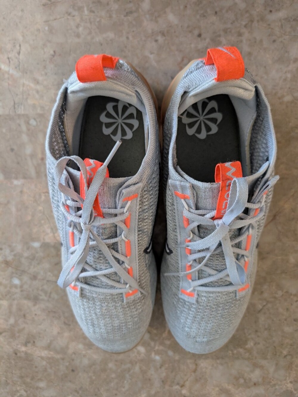 Nike Air Vapor Max (2021) Flyknit GS "Grey Fog Bright  Mango Shoes Men Size 10.5 - Picture 11 of 12